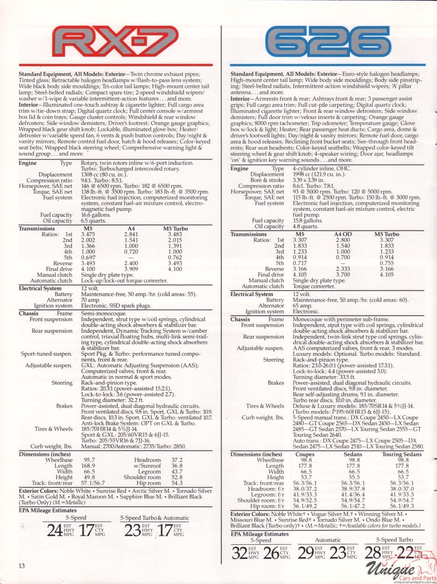 1987 Mazda Model Lineup Brochure Page 13